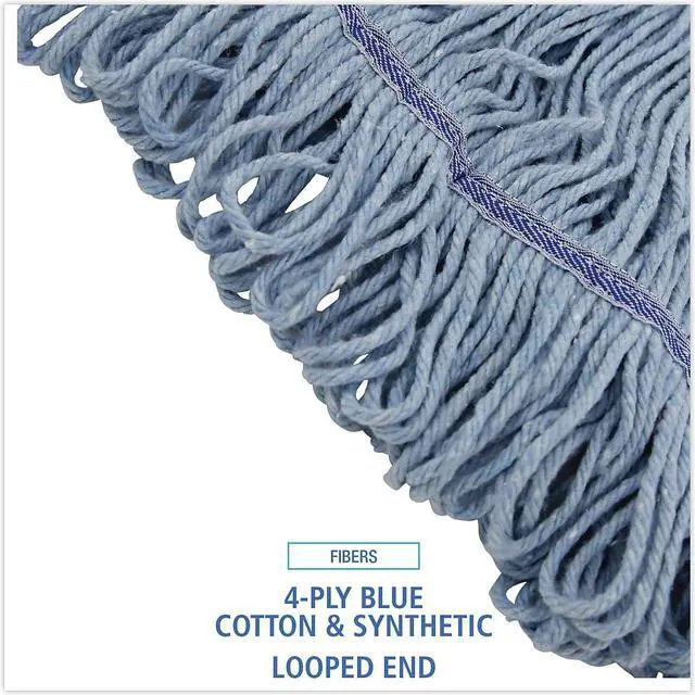 Alt view image 8 of 11 - Boardwalk Mop Head Loop-End Cotton With Scrub Pad Medium 12/Carton 902BL