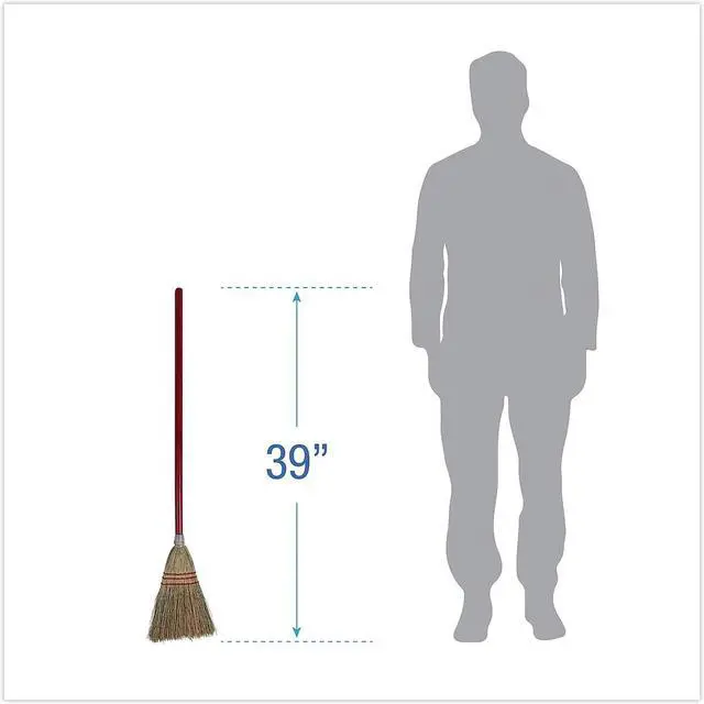 Alt view image 12 of 13 - Boardwalk Lobby/Toy Broom Corn Fiber Bristles 39" Wood Handle Red/Yellow 12/Carton 951TCT
