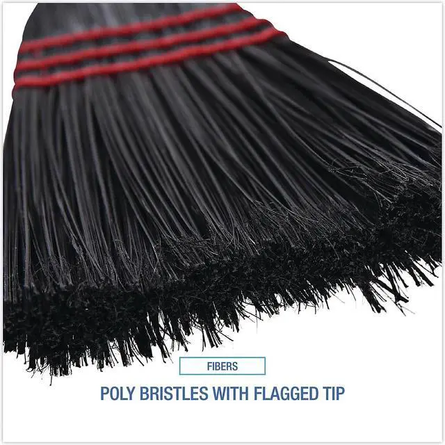 Alt view image 7 of 9 - Boardwalk Flag Tipped Poly Bristle Lobby Broom 37-38" Length Natural/Black 12