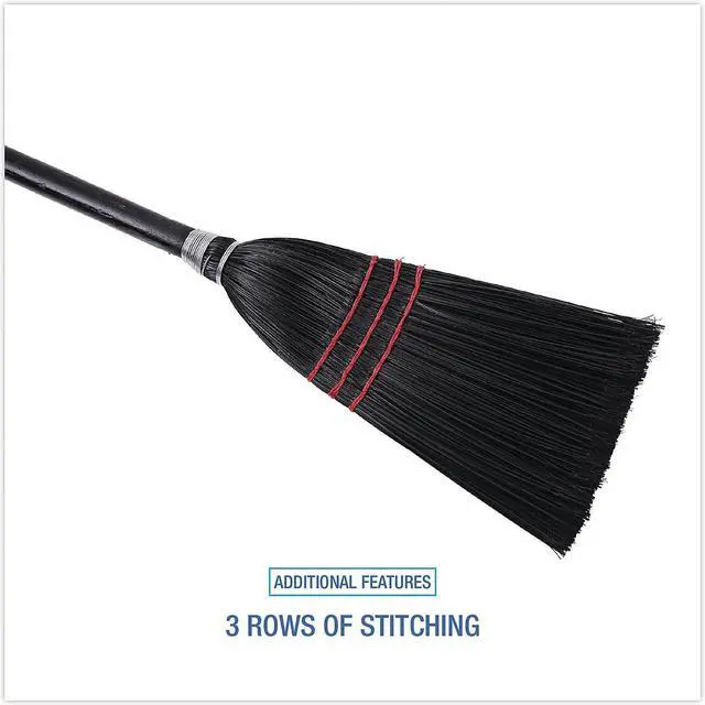 Alt view image 6 of 9 - Boardwalk Flag Tipped Poly Bristle Lobby Broom 37-38" Length Natural/Black 12