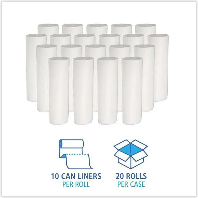 Alt view image 3 of 7 - Boardwalk Repro Low-Density Can Liners 30 gal 0.62 mil 30 x 36 White 10 Bags/Roll 20 Rolls/Carton 511