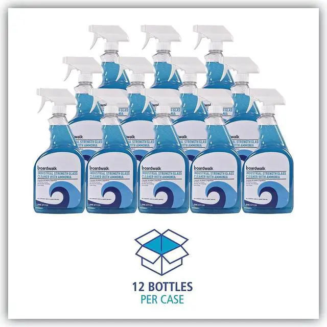 Alt view image 7 of 10 - Boardwalk BWK47112AEA Industrial Strength Glass Cleaner with Ammonia, 32 oz. Trigger Bottle