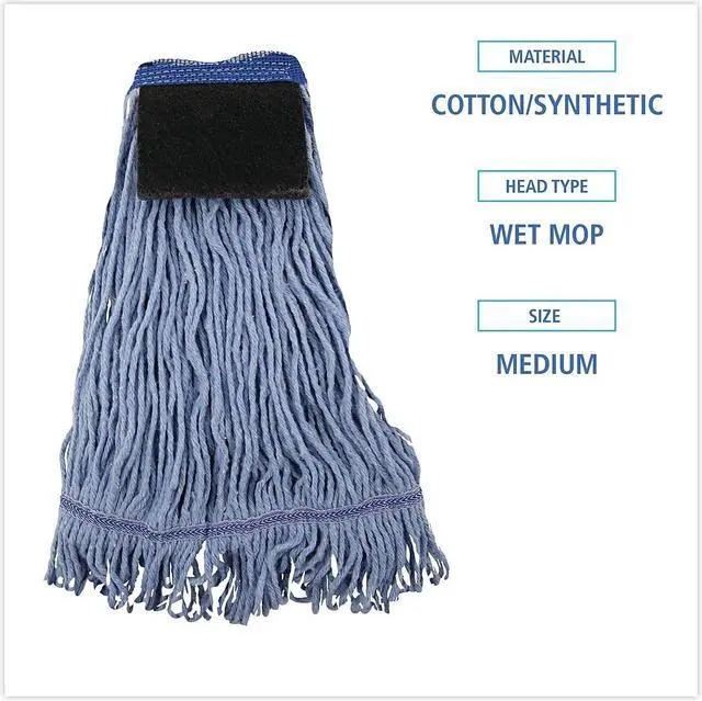 Alt view image 6 of 11 - Boardwalk Mop Head Loop-End Cotton With Scrub Pad Medium 12/Carton 902BL