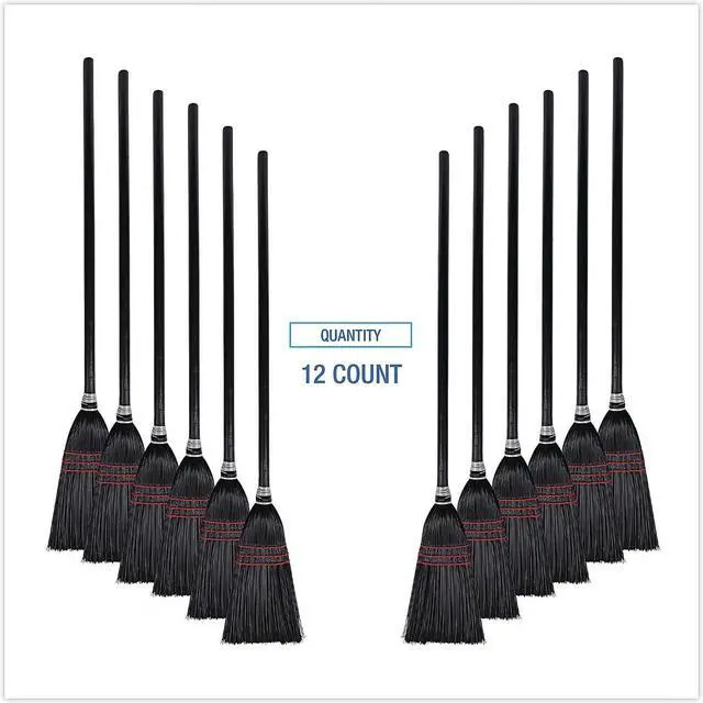 Alt view image 9 of 9 - Boardwalk Flag Tipped Poly Bristle Lobby Broom 37-38" Length Natural/Black 12