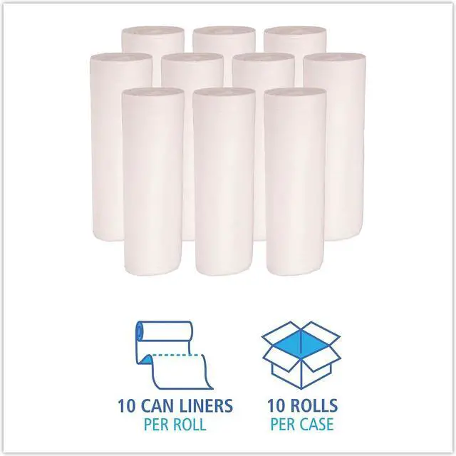Alt view image 4 of 8 - Boardwalk Repro Low-Density Can Liners 55 gal 0.63 mil 38 x 58 White 10 Bags/Roll 10 Rolls/Carton 515