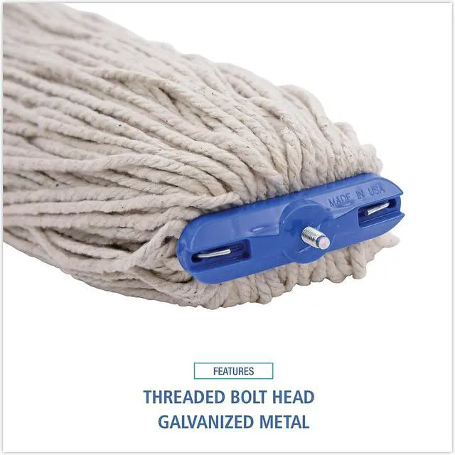 Alt view image 8 of 9 - Boardwalk Mop Head, Lie-Flat Head, Cotton Fiber, 24oz., White, 12/carton BWKCM22024 Includes 12 mop heads per case.