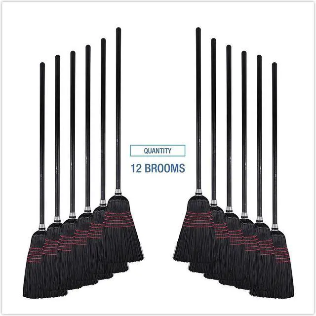 Alt view image 11 of 11 - Flag-Tip Push Broom Poly Bristles 42" Handle Natural/Black 12/Carton