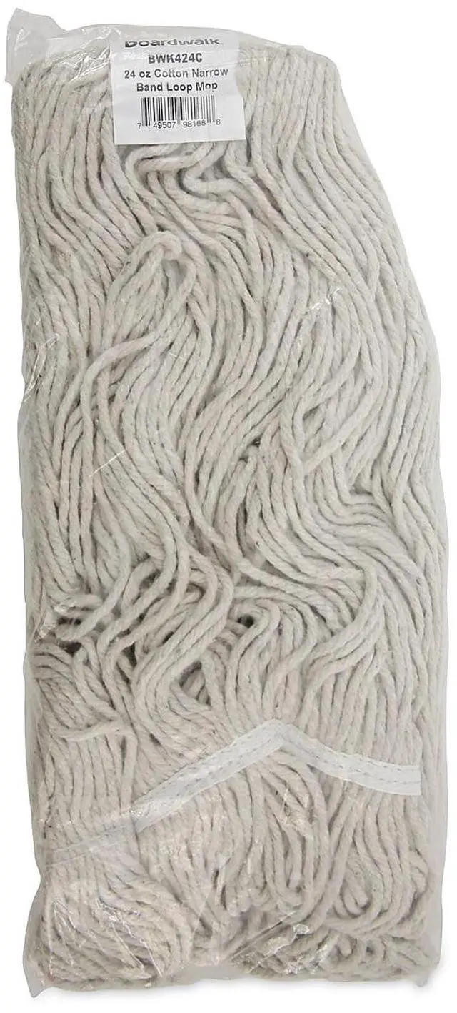 Alt view image 7 of 7 - Pro Loop Web/Tailband Wet Mop Head, Cotton, 24oz, White