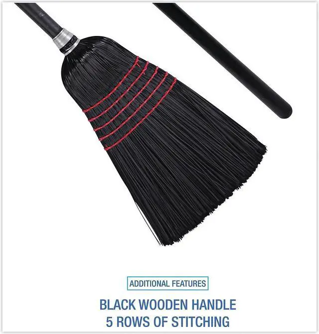 Alt view image 8 of 11 - Flag-Tip Push Broom Poly Bristles 42" Handle Natural/Black 12/Carton