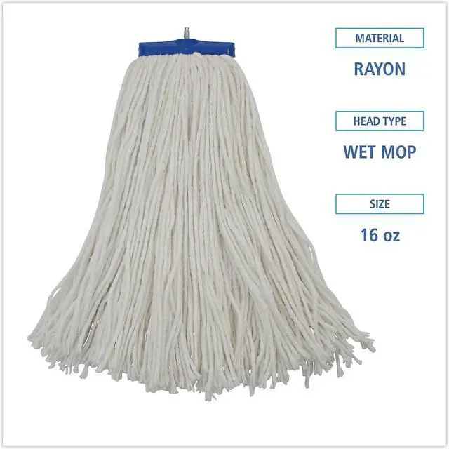 Alt view image 3 of 8 - Boardwalk Cut-End Lie-Flat Wet Mop Head Rayon 16oz White 12/Carton 716RCT