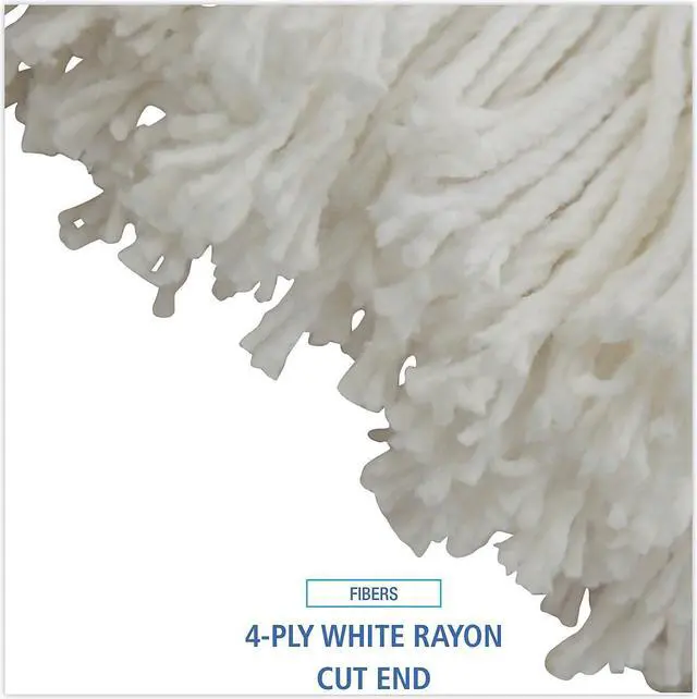 Alt view image 5 of 8 - Boardwalk Cut-End Lie-Flat Wet Mop Head Rayon 16oz White 12/Carton 716RCT