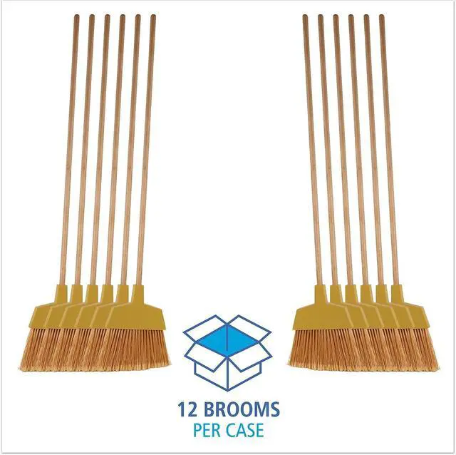 Alt view image 2 of 5 - Boardwalk Angler Broom Plastic Bristles 53" Wood Handle Yellow 12/Carton 932ACT