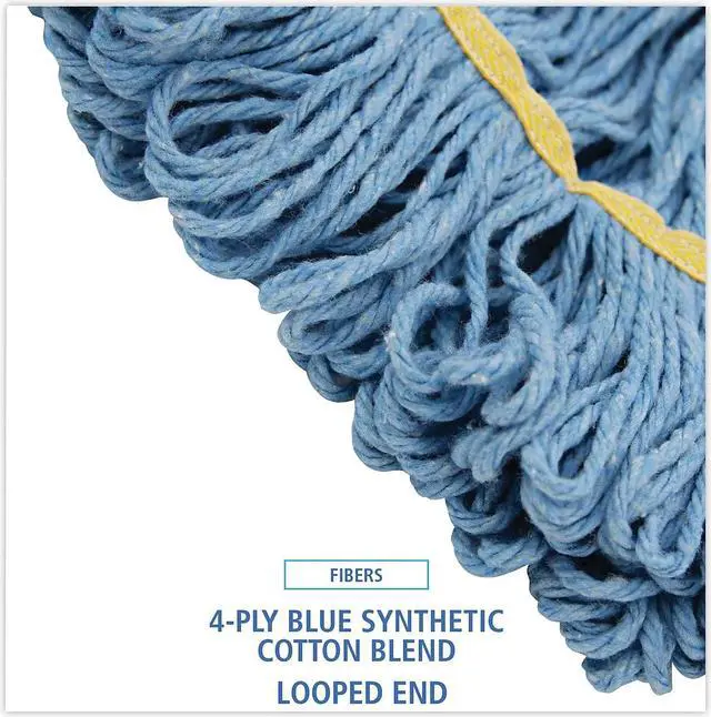 Alt view image 10 of 13 - Boardwalk Super Loop Wet Mop Heads Cotton/Synthetic Small Size Blue 501BL