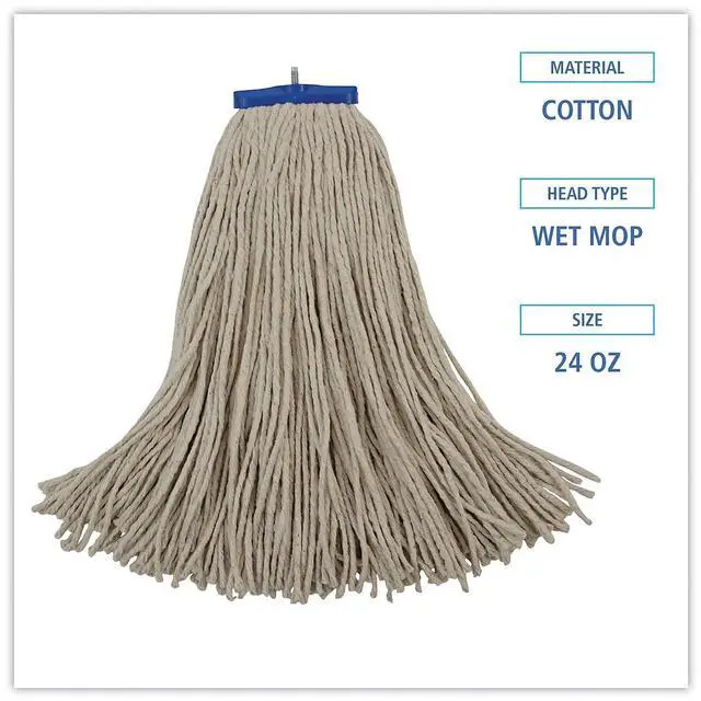 Alt view image 8 of 13 - Boardwalk Cut-End Lie-Flat Wet Mop Head Cotton 24oz White 724CEA