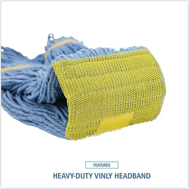 Alt view image 12 of 13 - Boardwalk Super Loop Wet Mop Heads Cotton/Synthetic Small Size Blue 501BL