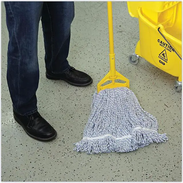 Alt view image 13 of 13 - Boardwalk - 542 - Mop Head, Floor Finish, Narrow, Rayon/Polyester, Medium, White/Blue, 12/Carton