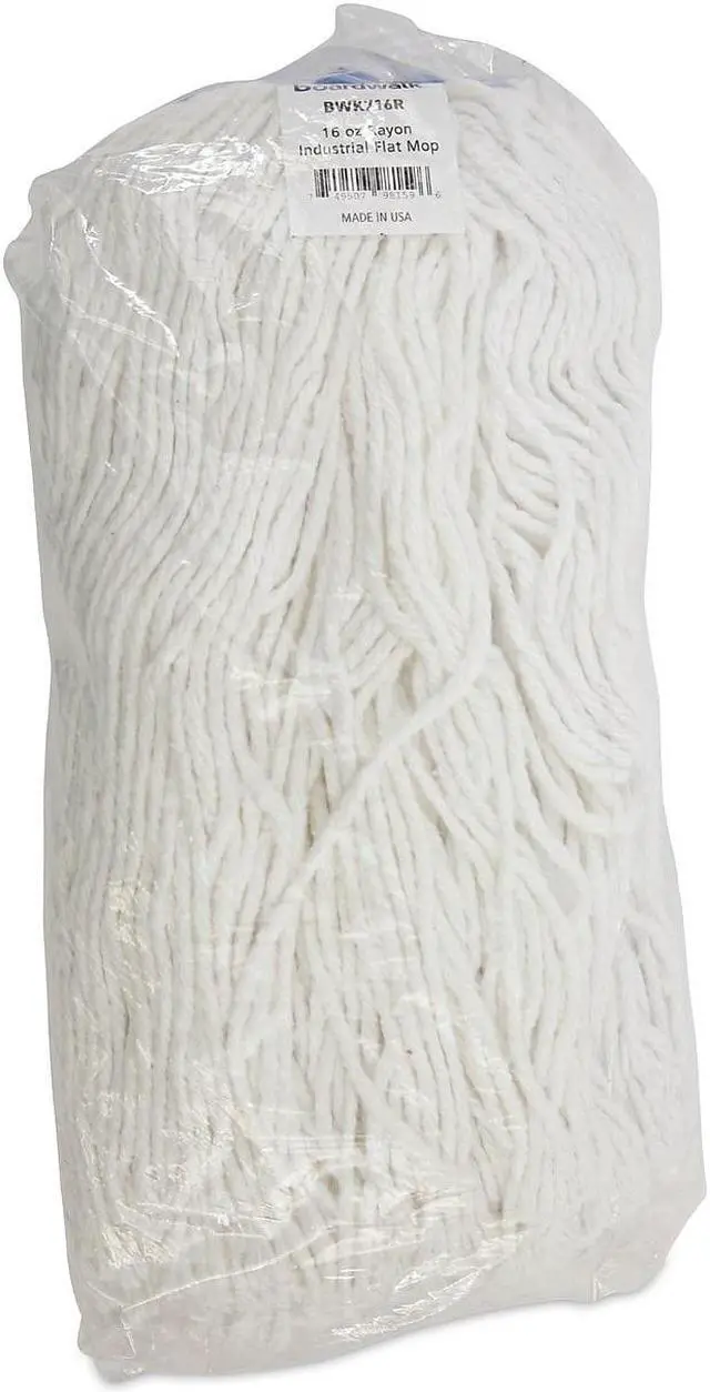 Alt view image 11 of 12 - Boardwalk Cut-End Lie-Flat Wet Mop Head Rayon 16oz White 716REA