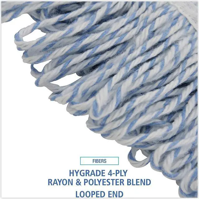 Alt view image 12 of 13 - Boardwalk - 542 - Mop Head, Floor Finish, Narrow, Rayon/Polyester, Medium, White/Blue, 12/Carton