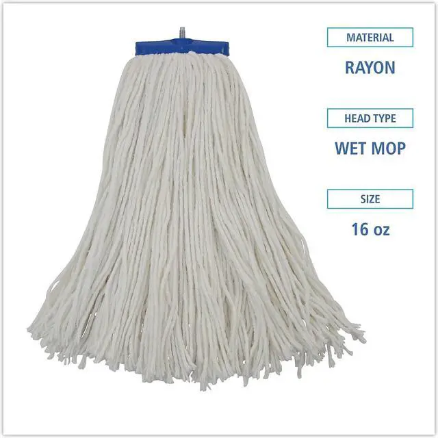 Alt view image 6 of 12 - Boardwalk Cut-End Lie-Flat Wet Mop Head Rayon 16oz White 716REA