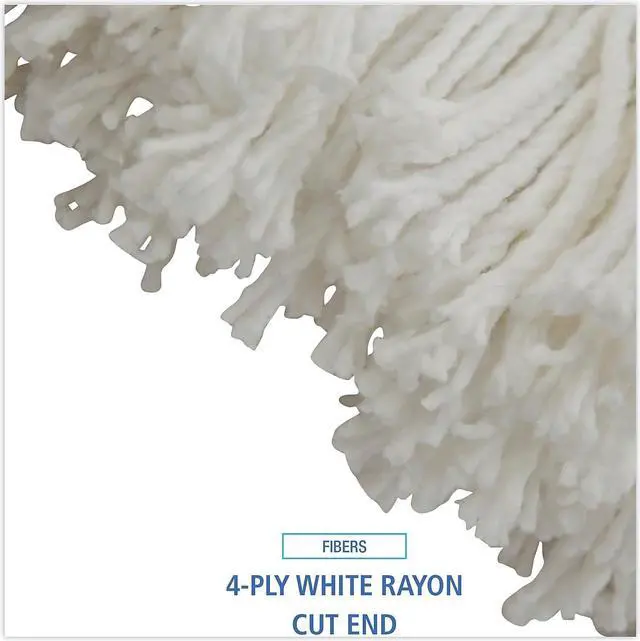 Alt view image 8 of 12 - Boardwalk Cut-End Lie-Flat Wet Mop Head Rayon 16oz White 716REA