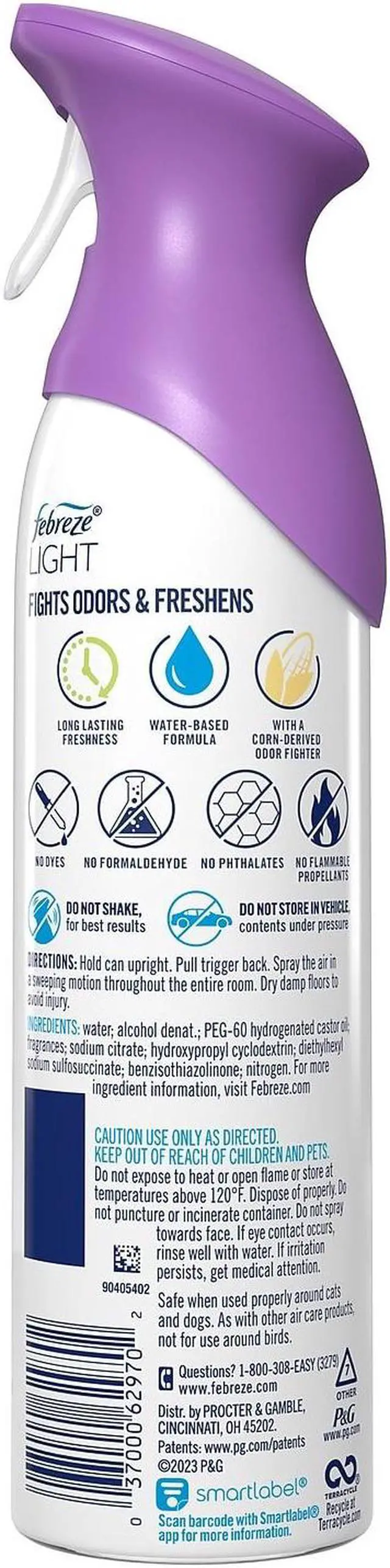 Alt view image 9 of 9 - Febreze Light AIR, Lavender Scent, 8.8 oz Aerosol Can, Each (PGC62970EA)