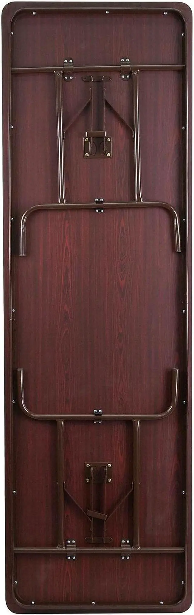 Alt view image 12 of 20 - 30'' x 96'' Rectangular High Pressure Mahogany Laminate Folding Banquet Table