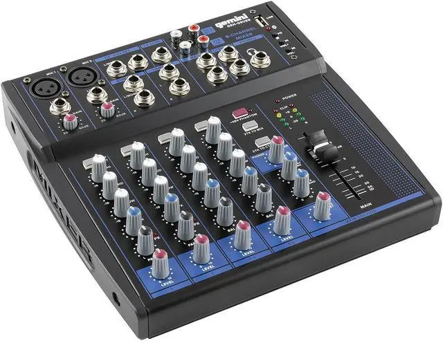 Alt view image 6 of 8 - Gemini compact 8-channel Bluetooth mixer with USB playback