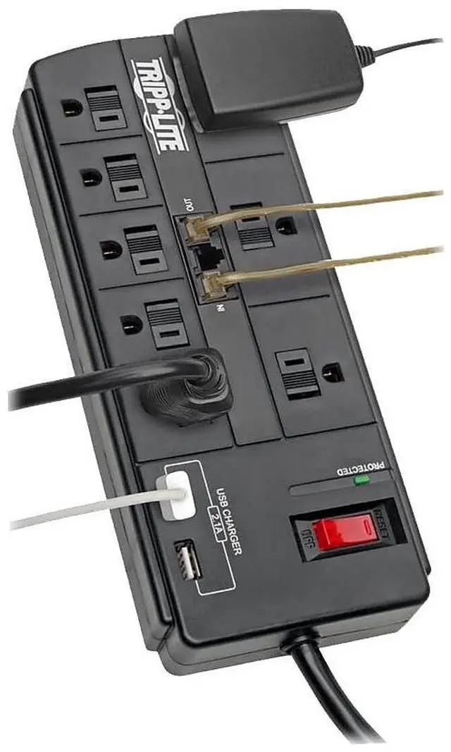 Alt view image 10 of 15 - TRIPP LITE TLP88TUSBB 8.0 Feet 8 Outlets 1200 Joules Surge Protector