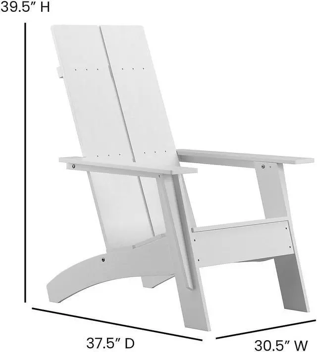 Alt view image 11 of 19 - Set of 2 Black Finn Modern Commercial Grade All-Weather 2-Slat Poly Resin Rocking Adirondack Chairs with Matching Side Table