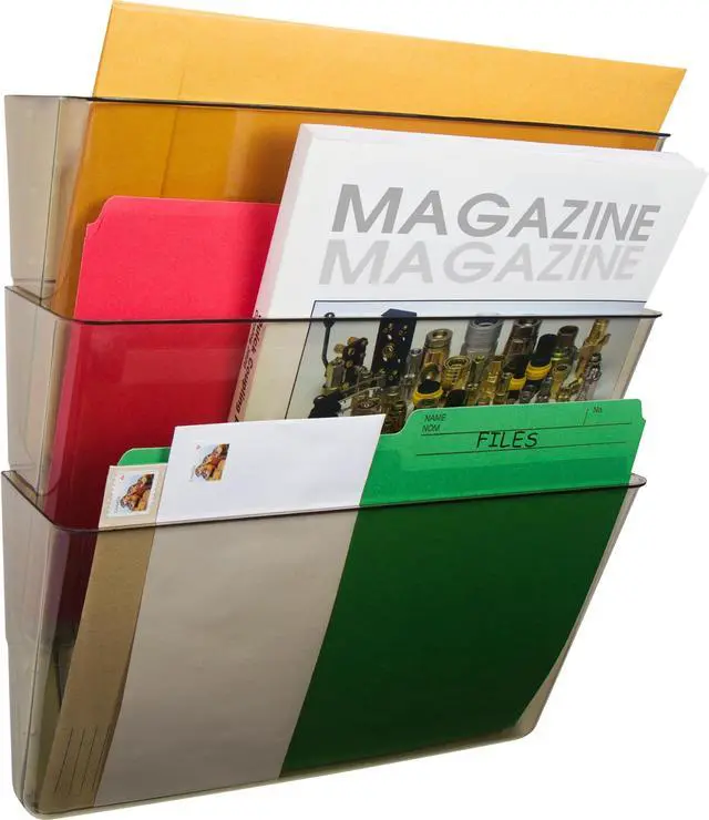 Alt view image 19 of 20 - Storex Wall File, Letter, 13 X 14, Three Pocket, Smoke 70246U06C