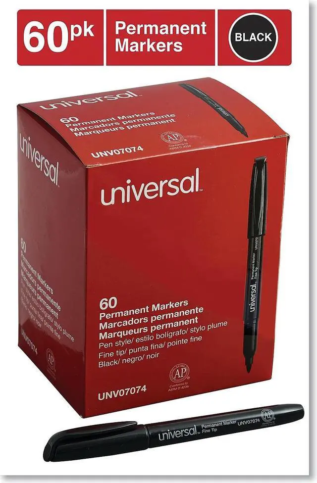 Alt view image 16 of 20 - Universal Pen-Style Permanent Marker Bullet/Fine Black 60 per pack 07074