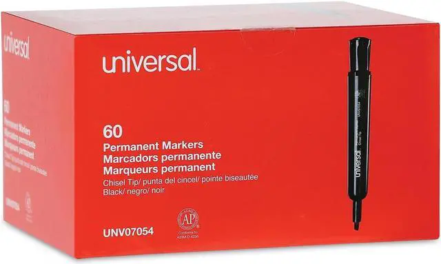 Alt view image 12 of 16 - Universal Chisel Tip Permanent Marker Chisel Black 60 per pack 07054