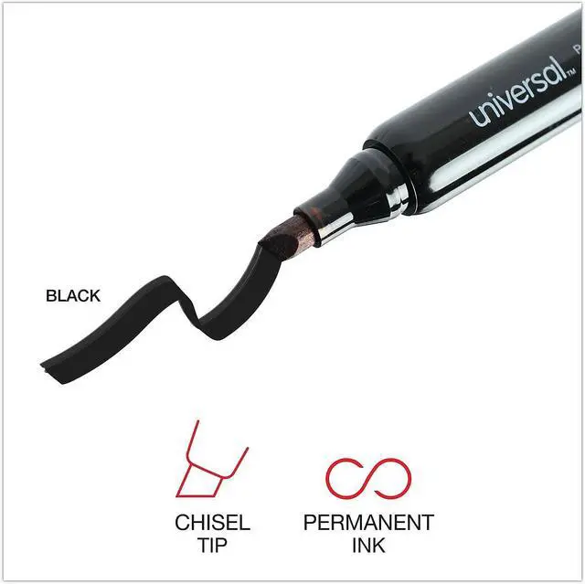 Alt view image 15 of 16 - Universal Chisel Tip Permanent Marker Chisel Black 60 per pack 07054