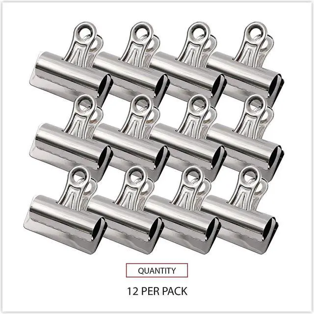 Alt view image 12 of 12 - Universal Bulldog Clips Steel 1" Capacity 3" Wide Nickel-Plated 12/Pack 31266