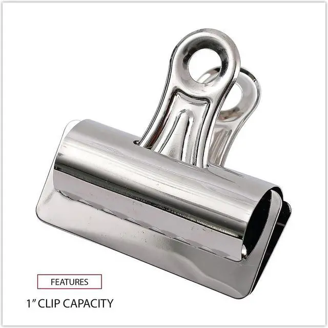 Alt view image 9 of 12 - Universal Bulldog Clips Steel 1" Capacity 3" Wide Nickel-Plated 12/Pack 31266