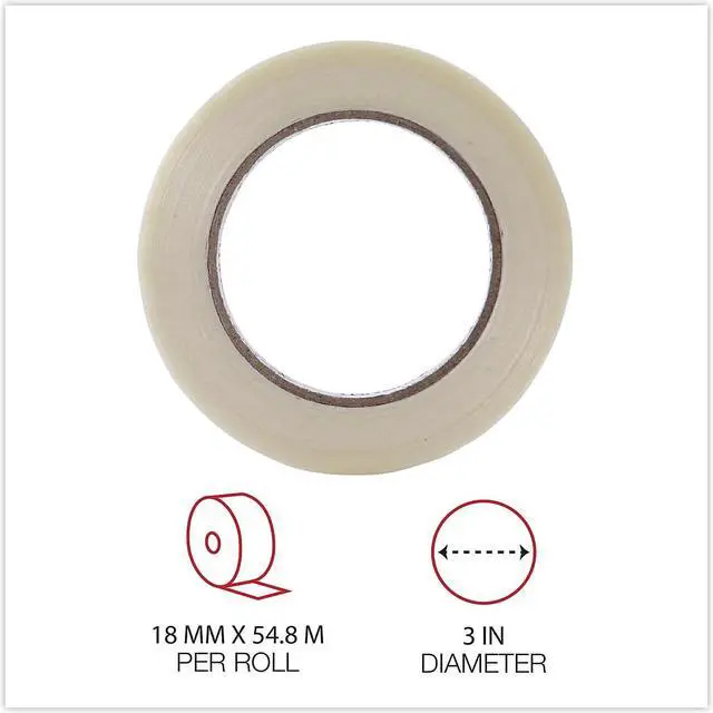 Alt view image 7 of 9 - UNIVERSAL 110# Utility Grade Filament Tape 18mm x 54.8m 3" Core Clear 30018