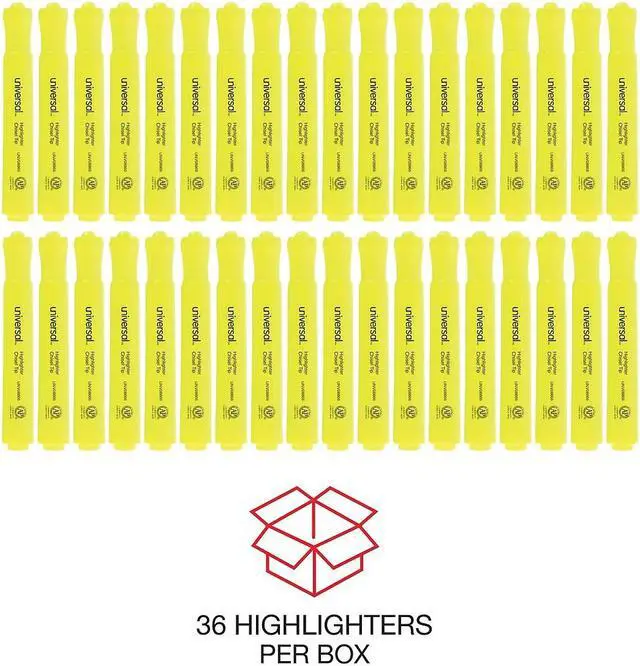 Alt view image 16 of 19 - Universal Desk Highlighter Chisel Tip Fluorescent Yellow 36/Pack 08866