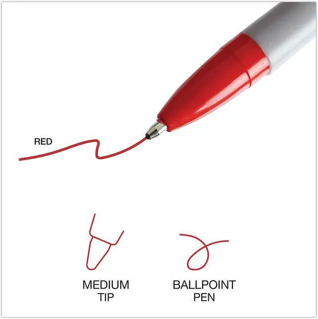 Alt view image 12 of 13 - UNIVERSAL Economy Ballpoint Stick Oil-Based Pen Red Ink Medium Dozen 27412