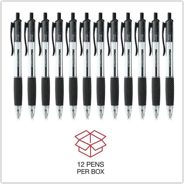 Alt view image 12 of 14 - UNIVERSAL Economy Retractable Ballpoint Pen Black Ink Clear 1mm Dozen 15530
