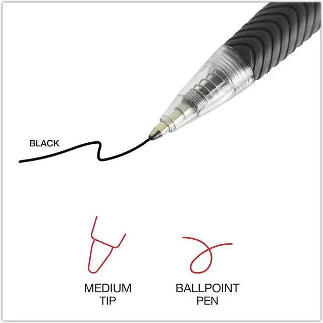 Alt view image 13 of 14 - UNIVERSAL Economy Retractable Ballpoint Pen Black Ink Clear 1mm Dozen 15530