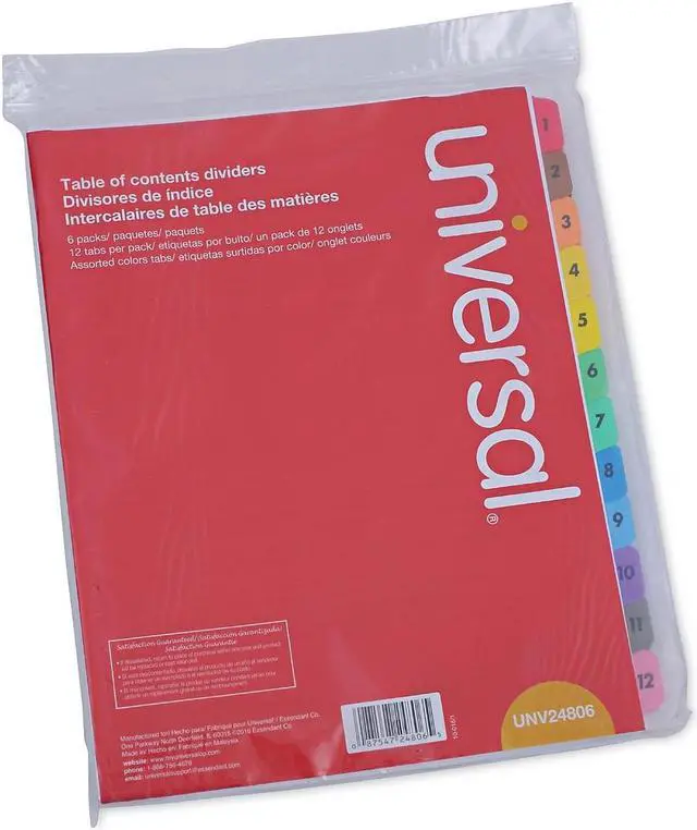 Alt view image 5 of 10 - UNIVERSAL Table of Contents Dividers Assorted Color 12-Tab 1-12 Letter White 6