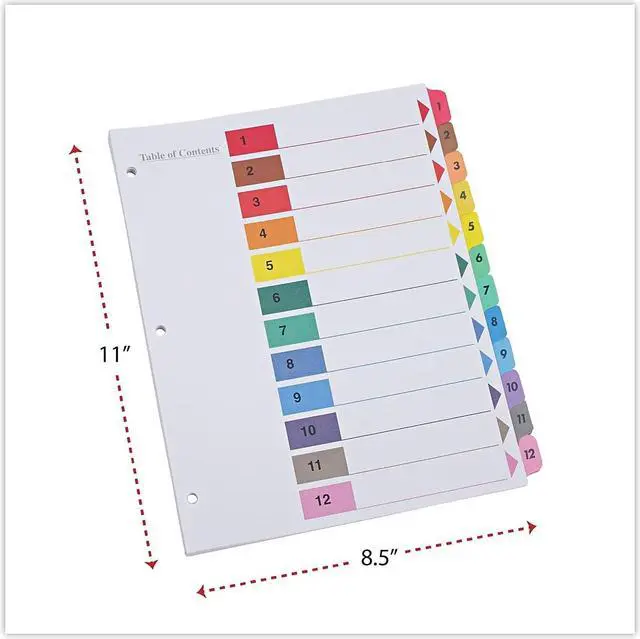 Alt view image 6 of 10 - UNIVERSAL Table of Contents Dividers Assorted Color 12-Tab 1-12 Letter White 6