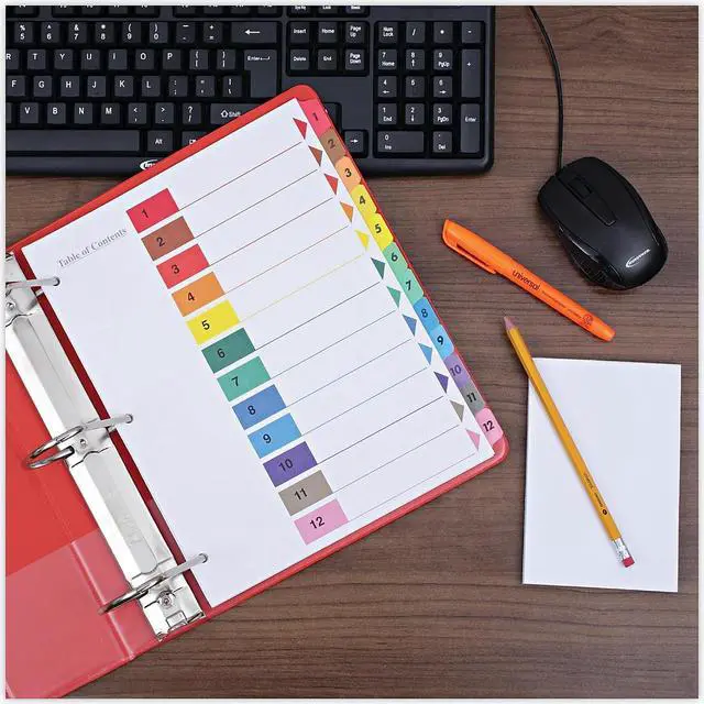 Alt view image 10 of 10 - UNIVERSAL Table of Contents Dividers Assorted Color 12-Tab 1-12 Letter White 6