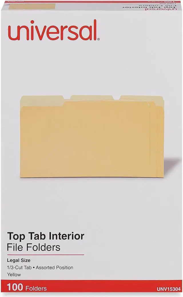 Alt view image 2 of 6 - UNIVERSAL Recycled Interior File Folders 1/3 Cut Top Tab Legal Yellow 100/Box