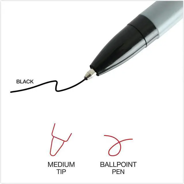 Alt view image 10 of 12 - UNIVERSAL Economy Ballpoint Stick Oil-Based Pen Black Ink Medium Dozen 27410