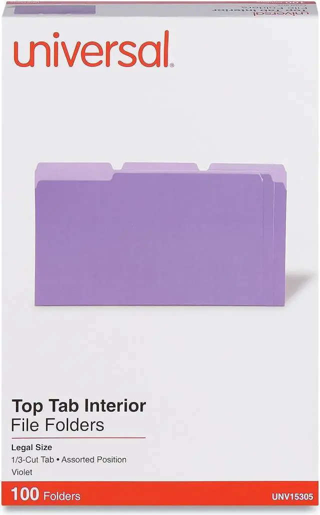 Alt view image 2 of 7 - UNIVERSAL Recycled Interior File Folders 1/3 Cut Top Tab Legal Violet 100/Box