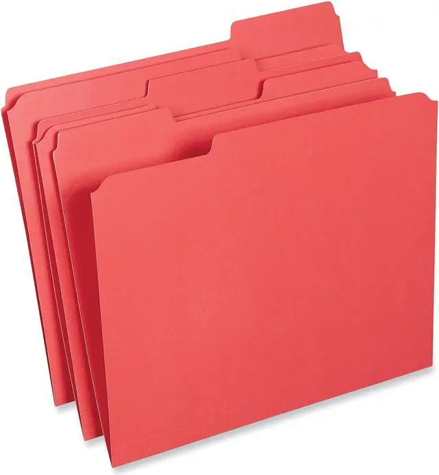 Alt view image 6 of 7 - UNIVERSAL Colored File Folders 1/3 Cut Assorted Two-Ply Top Tab Letter Red 100