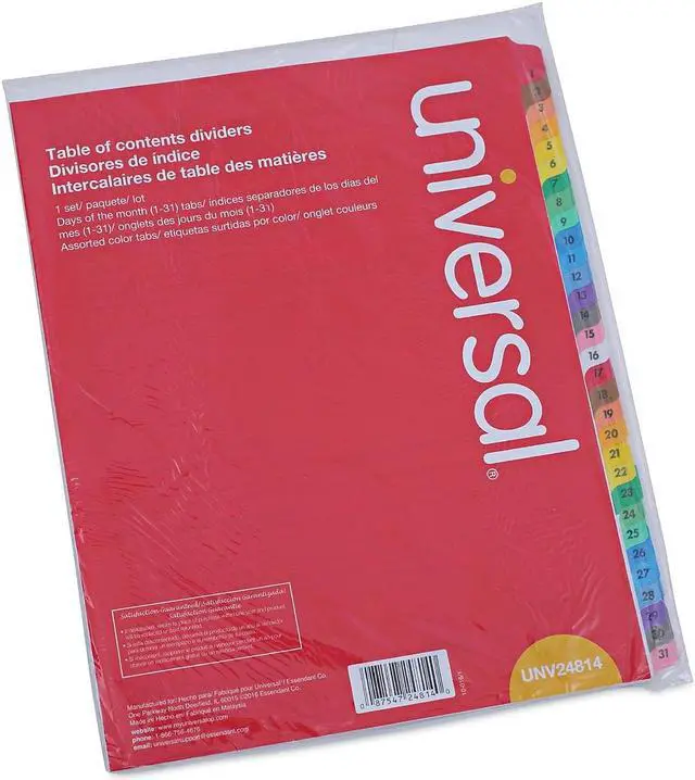 Alt view image 5 of 9 - UNIVERSAL Table of Contents Dividers Assorted Color 31-Tab 1-31 Letter White 31