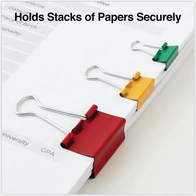 Alt view image 4 of 8 - UNIVERSAL Medium Binder Clips 5/8" Capacity 1 1/4" Wide Assorted Colors 24/Pack 31029