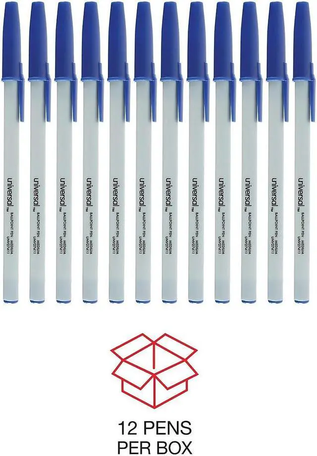 Alt view image 11 of 13 - UNIVERSAL Economy Ballpoint Stick Oil-Based Pen Blue Ink Medium Dozen 27411